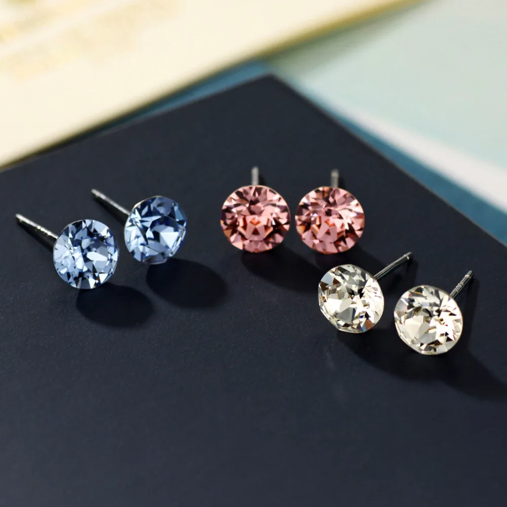 Ювелирные изделия Neoglory стразы и серебряные серьги-гвоздики S925 классический