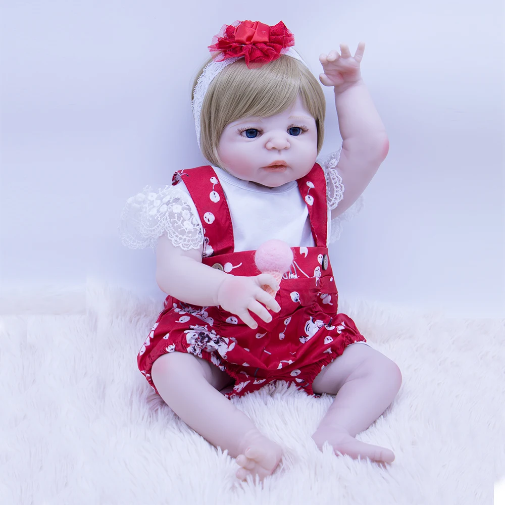

55 см силиконовая кукла для новорожденной девочки, игрушки, модные светлые волосы для новорожденной принцессы, куклы для малышей, лучший под...