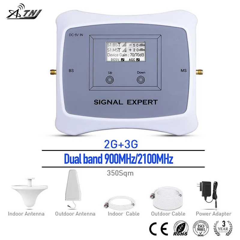 

New fashion! Intelligent 2G 3G cellular signal amplifier LCD 900/2100MHz mobile signal booser GSM WCDMA 3g signal repeater kit