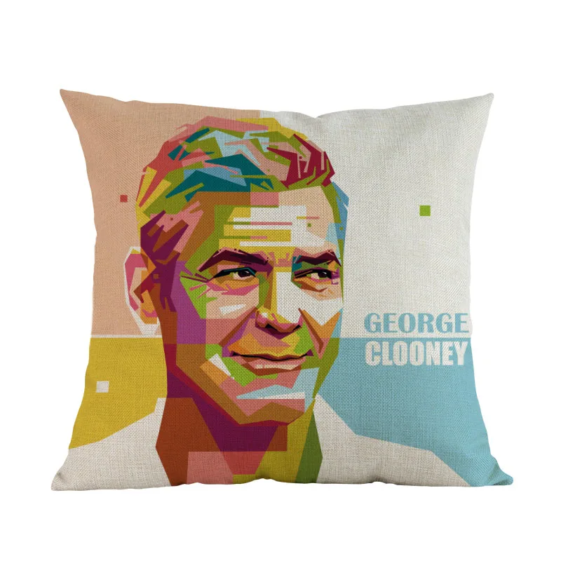 George Clooney Поп-арт стиль голливудские звезды музыкант Курт Кобейн Аврил Скарлетт брэппитт Подушка с изображением Монро Чехол Украшение Дома Наволочка - Цвет: George Clooney