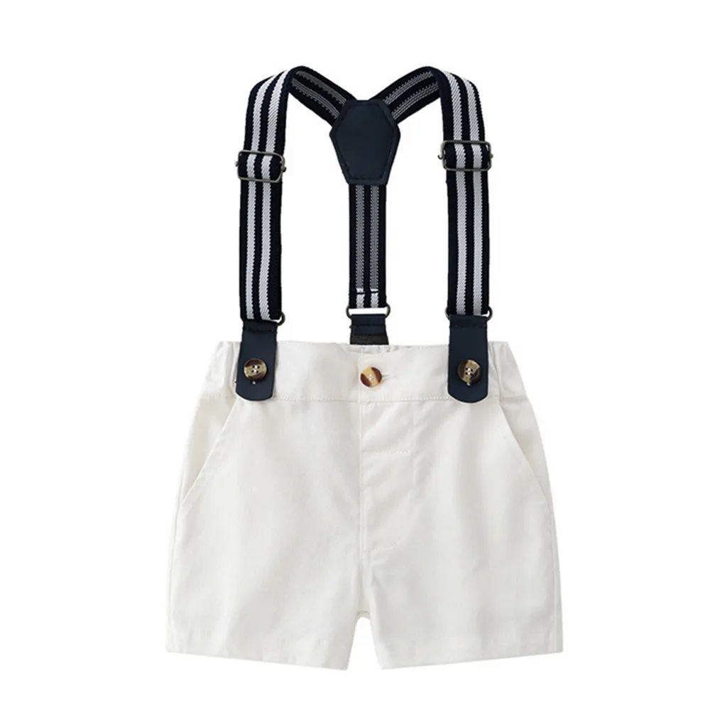 Summer cool bib Toddler Baby Boys Gentleman Bow Tie Plaid T-Shirt Tops+Shorts Overalls Outfits toddler boy clothes mickey #06 |