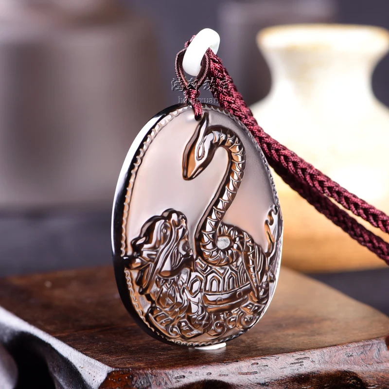 2017 куриный год набор зодиака змея талисман Xuanwu паломнический обсидиан кулон для