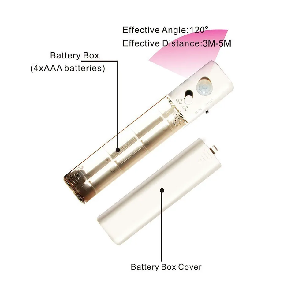 Гибкий PIR датчик движения Ночной свет светодиодная лента веревка на батарейках