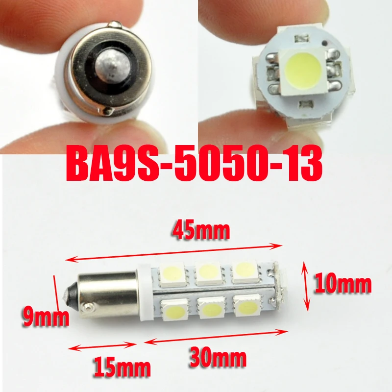 TRICOLOUR 2X T11 BA9S T4W 5050 13 smd led 12V Car interior indicator instrument Tail width position reading light bulb #TG12-1 | Автомобили