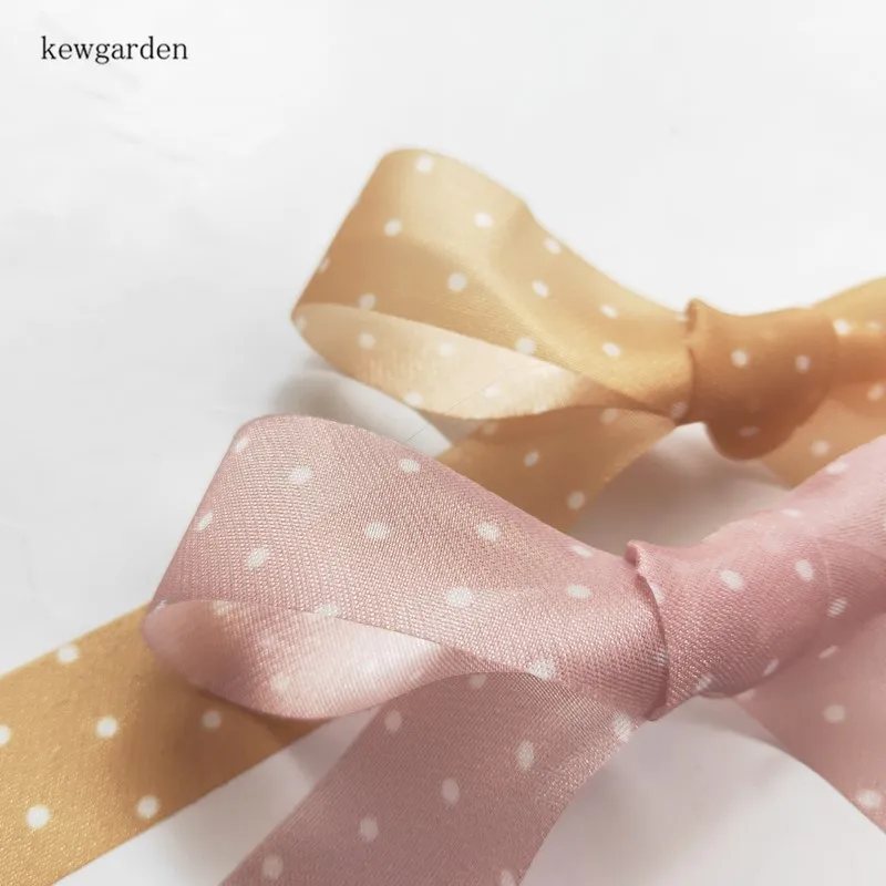 

Kewgarden 25mm 1" Dot Voile Ribbons Lace Gauze Handmade Tape DIY Flower Bowknot Accessories Packing Webbing Wholesale 25Yards