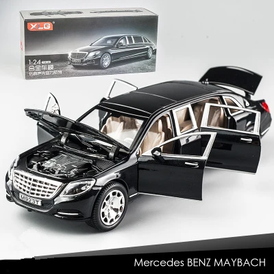 KIDAMI 1:24 Maybach, сплав, модель для симуляции, игрушки для детей, звук и светильник, игрушка, автомобиль, подарки, hotwheels - Цвет: Black-With Box