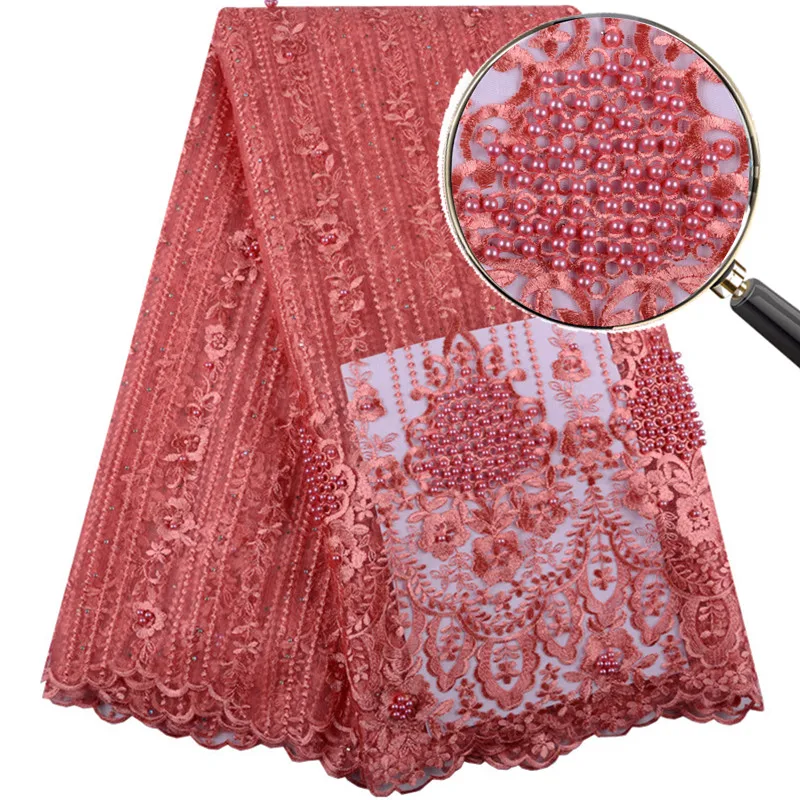 Кружевная ткань с французскими бусинами цвет лука новейшая африканская сетка