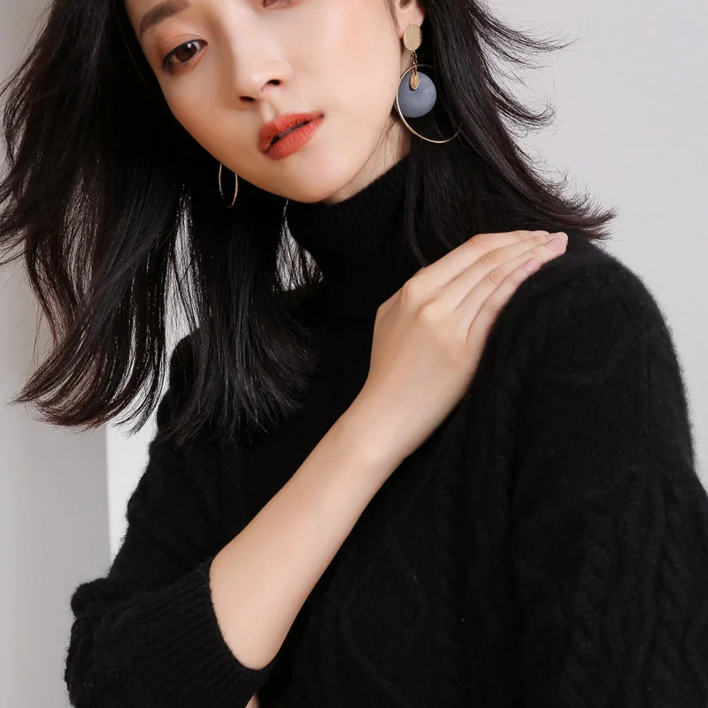 DILLY FASHION winter women chunky warm cashmere wool knitted sweater- GML7263 | Женская одежда