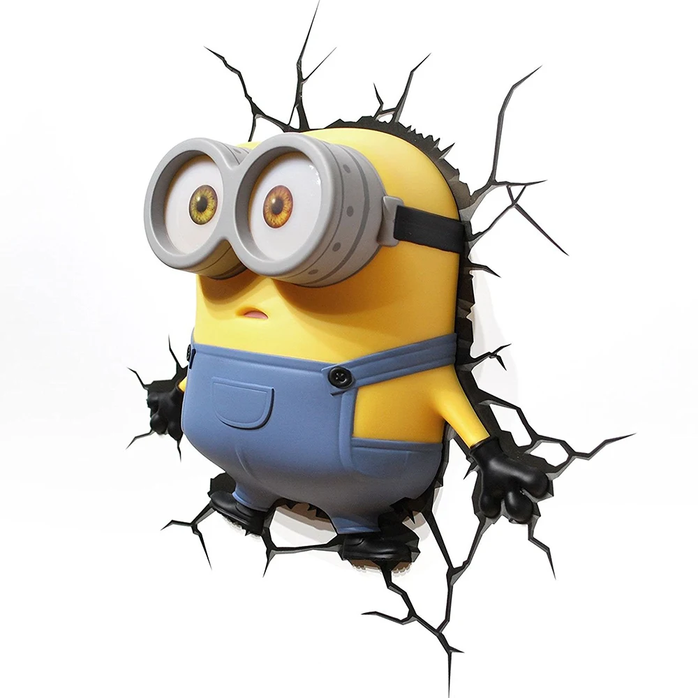 GUXEN 2 Миньоны Боб 3D мультфильм творческий деко игрушки стены Стикеры светодиодный