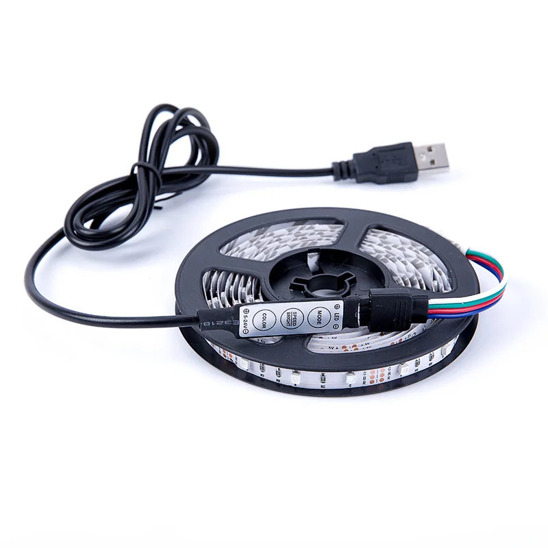 DC 5 в USB RGB светодиодный SMD 3528 Гибкий Светильник лампы светодиодный светильник ТВ фон светильник ing клейкая лента 50 см 1 м 2 м 3 м 4 м 5 м