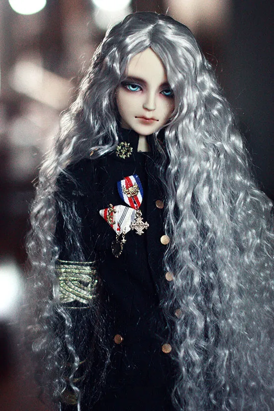 Парики для куклы 1/3 BJD имитация мохера длинные волнистые волосы шелк серый цвет