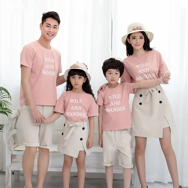 Новинка 2017 летний Семейный комплект для мамы и дочки футболка с коротким рукавом