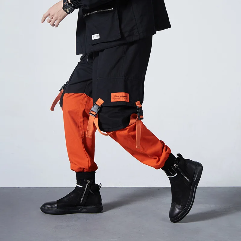 Шаровары с карманами и лентами мужские повседневные спортивные штаны на осень