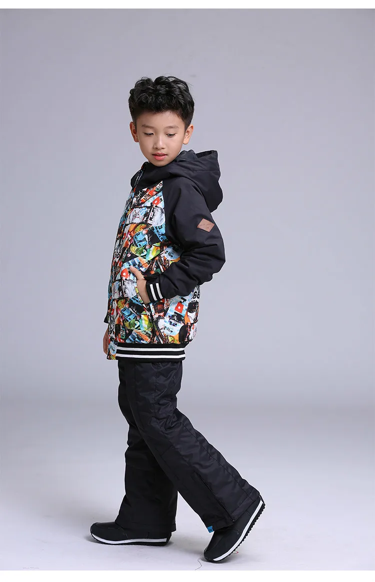 

GSOU SNOW New Children's Ski Suit Cool Skateboard Boy's Ski Jacket Winter Windproof Warm Waterproof Breathable Snow Coat For Boy