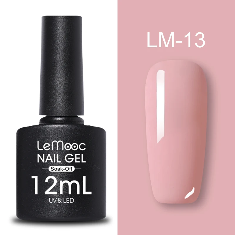 LM-13 LEMOOC, 12 мл, Гель-лак для ногтей, гибридный лак, все для маникюра, блеск для ногтей, верхнее Базовое покрытие, UV Vernis, Полупостоянный лак для ногтей - Цвет: LM-13
