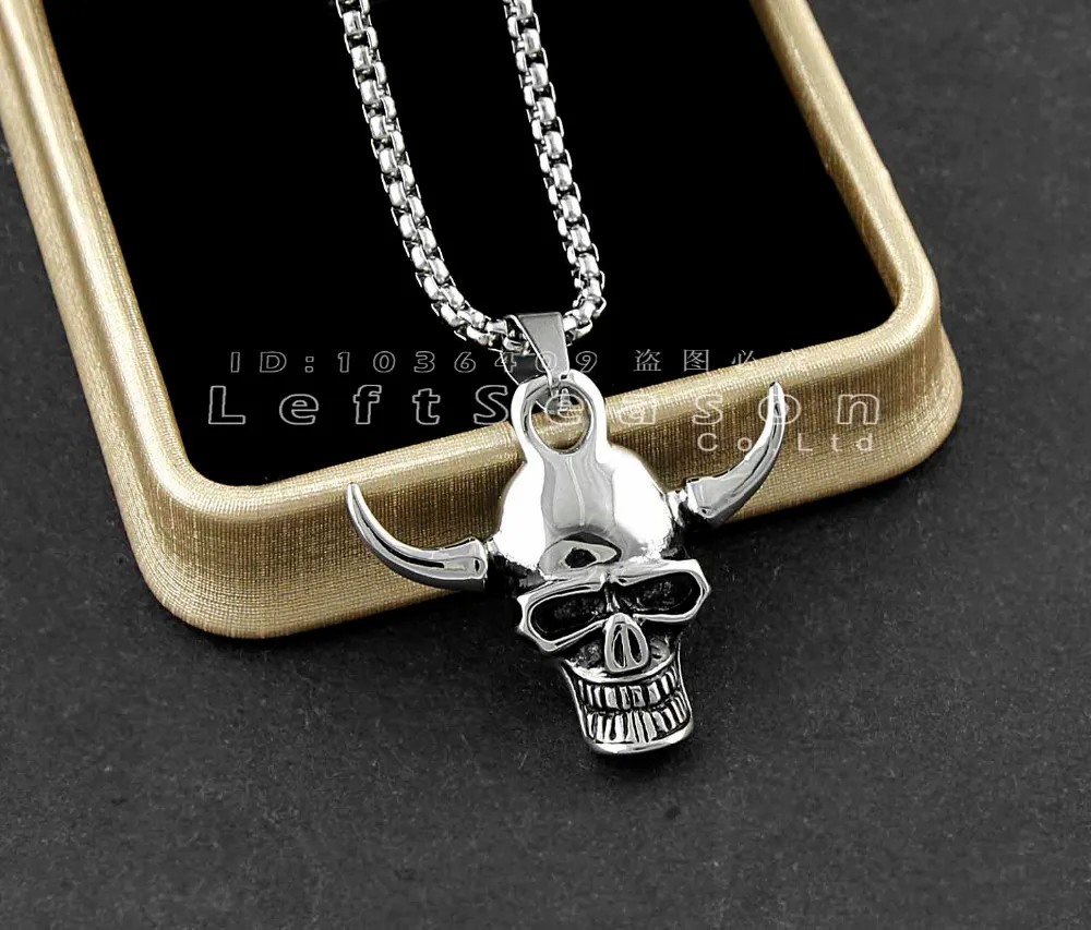 Цепочка с подвеской в виде черепа из рога быка викинга высокого качества мужские