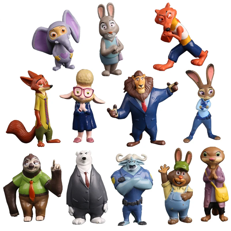 12 шт./компл. 4 ~ 8 см мультфильм зверополис Утопия фигурки животных игрушки Лис Ник