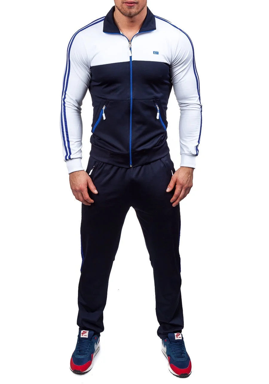 ZOGAA, размера плюс XS-4XL, мужской спортивный костюм, 2 предмета, топы и штаны, набор, Мужская одежда, повседневный спортивный костюм - Цвет: Белый