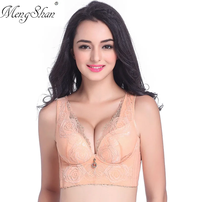 

Sexy Underwear Lady's Ring-Free Bra Lace Comfortable Small Chest Thickening Closed Adjustment Bra ABC Cup lingerie femme push up