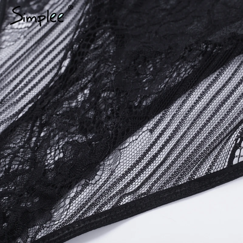 Simplee сексуальное кружевное черное боди комбинезон для женщин с вырезами цветок