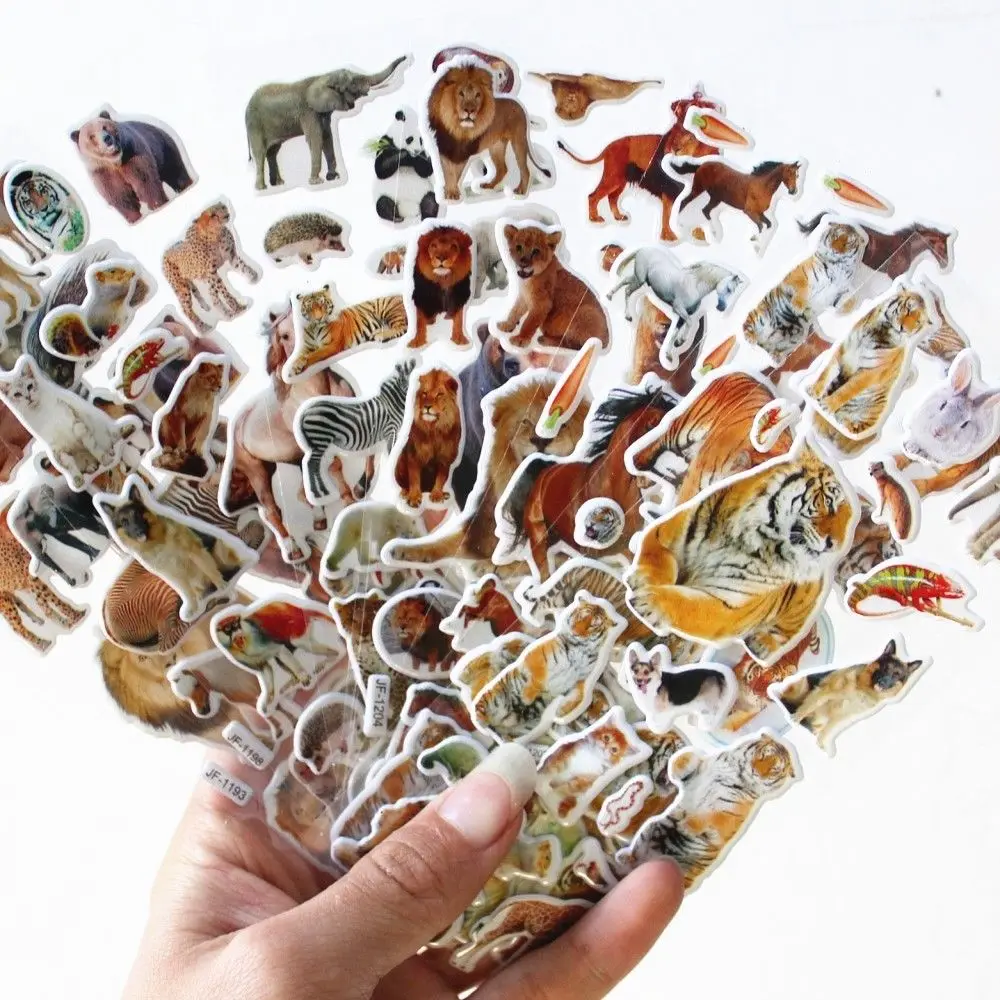 

SEKINEW 5pcs Wildlife Wild Animals Scrapbooking Bubble Puffy Stickers Reward Kids Toys Car Interior Stickers