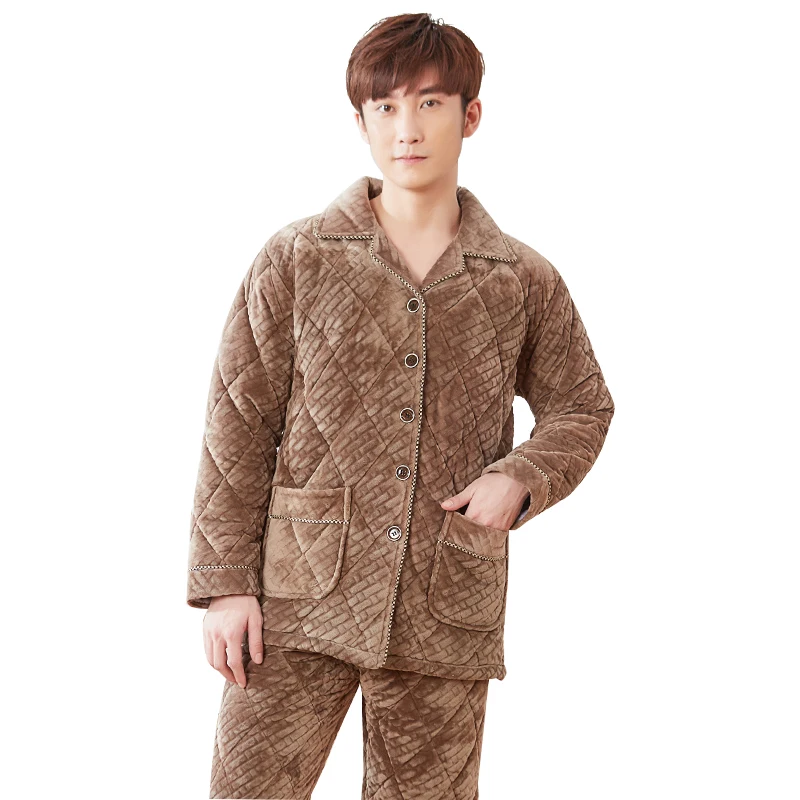J & Q новая Пижама Мужская пижама Hombre Invierno зимняя Herren Толстая спальная одежда
