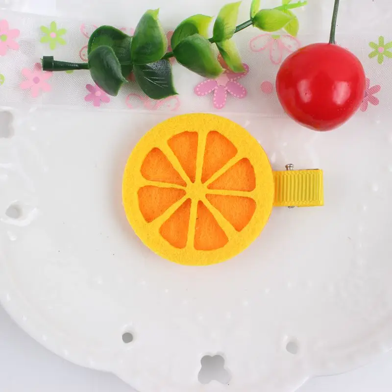orange Заколка для волос с изображением фруктового мира, груши, яблока, клубники, арбуза, милые аксессуары для волос для девочек, заколки для волос для детей, 1 шт., BM083 - Цвет: orange