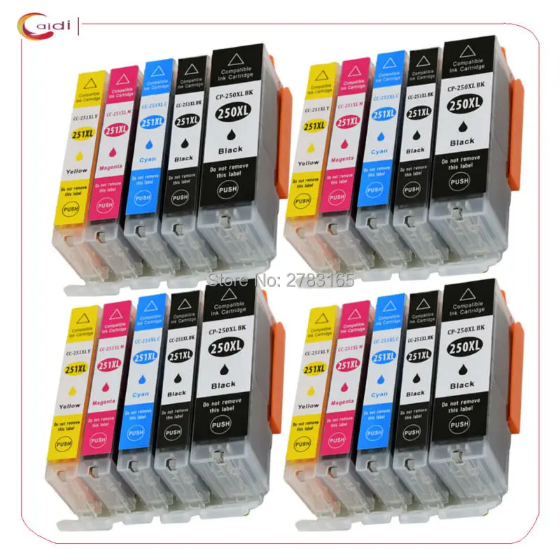 20 шт PGI 250 CLI 251 для canon PIXMA MG5420 MG5422 MG5520 MG5522 MG6420 IP7220 MX722 MX922 IX6820 принтера чернильный