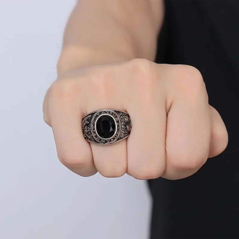 Оптовая продажа мужские армейские кольца из нержавеющей стали с черным/красным