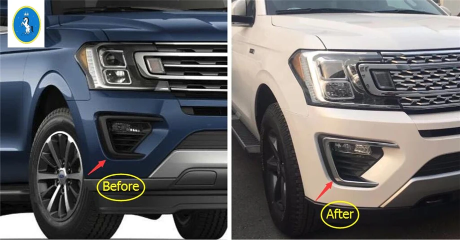 

Yimaautotrims For Ford Expedition 2018 ABS New Style Chrome Side Front Fog Light Lamp Cover Trim 2 Pcs / Set