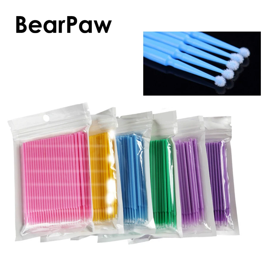 100pcs/lot Micro Make Up Brushes Eyelash Extension Eye Lash Glue Lint Free Disposable Applicators Sticks Makeup Tools | Красота и