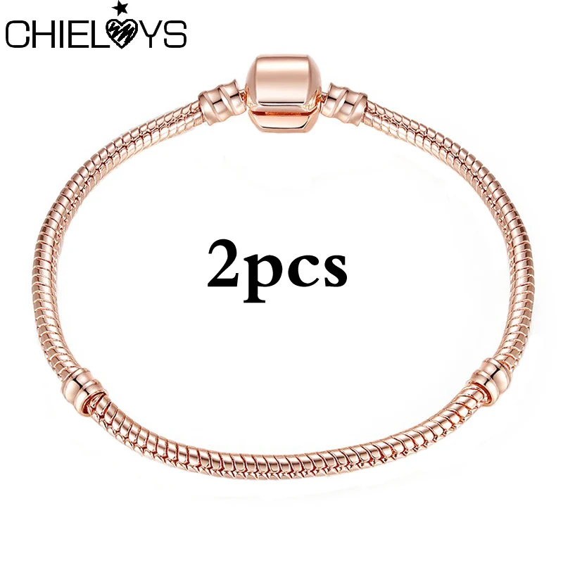 Женский браслет CHIELOYS роскошный из розового золота с бусинами 2 шт.|Браслеты
