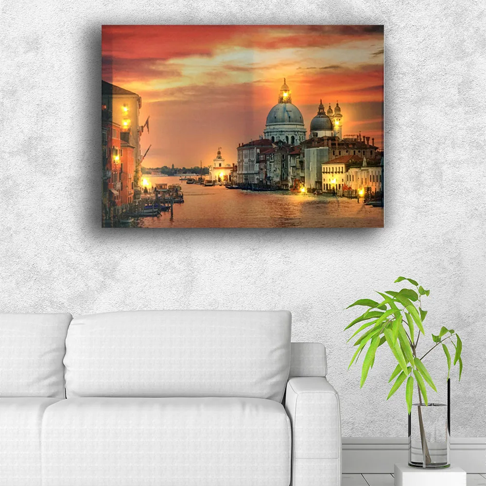 Современные светодиодные настенные картины Венецианская церковь с canal sunset холст
