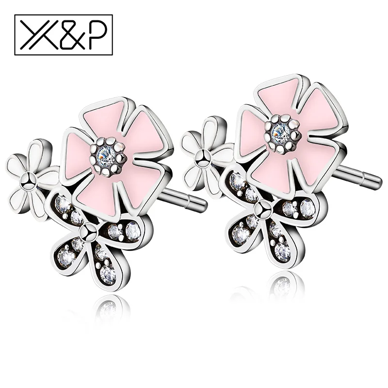 Женские и женские серьги пусеты X & P маленькие серебряного цвета с симпатичным