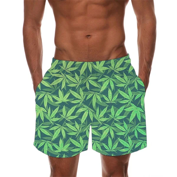 INSTANTARTS Tropical Hemp Weed Leaves/Maple Leaf Pattern Man's Swimming Trunks Beach Board Shorts Quick Dry Sports Swim Suits - Цвет: HMF1038Z34