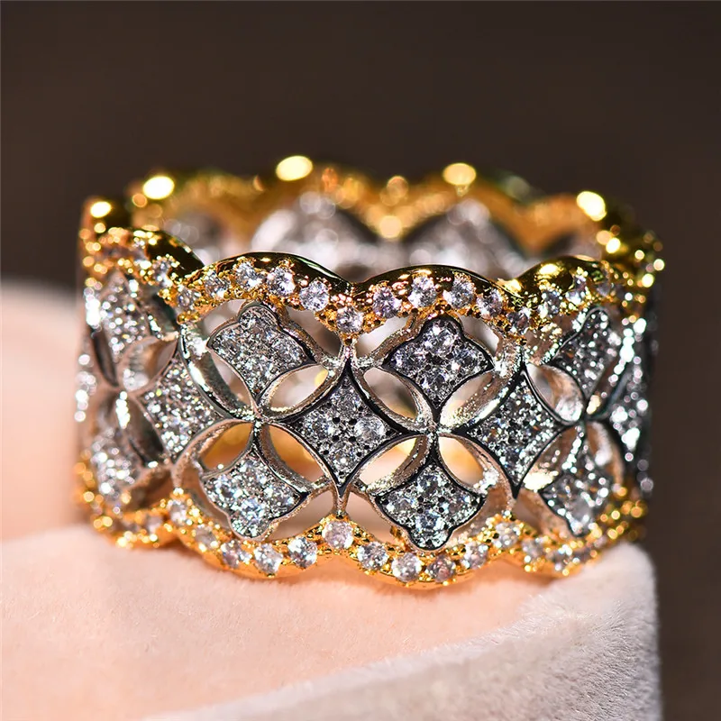 Роскошное мужское и женское большое кольцо 18KT из желтого золота винтажные