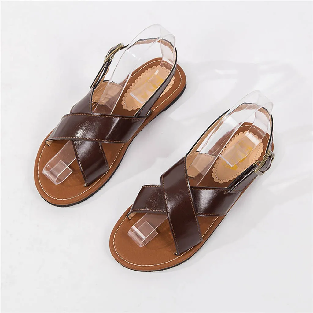 Женские босоножки на плоской подошве SAGACE повседневные сандалии в римском стиле с