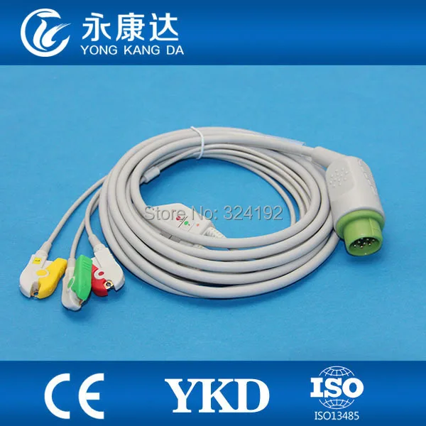 2 шт. упак. Бесплатная доставка для 12pin Biolight цельный 3 провода серия patient ECG кабель с