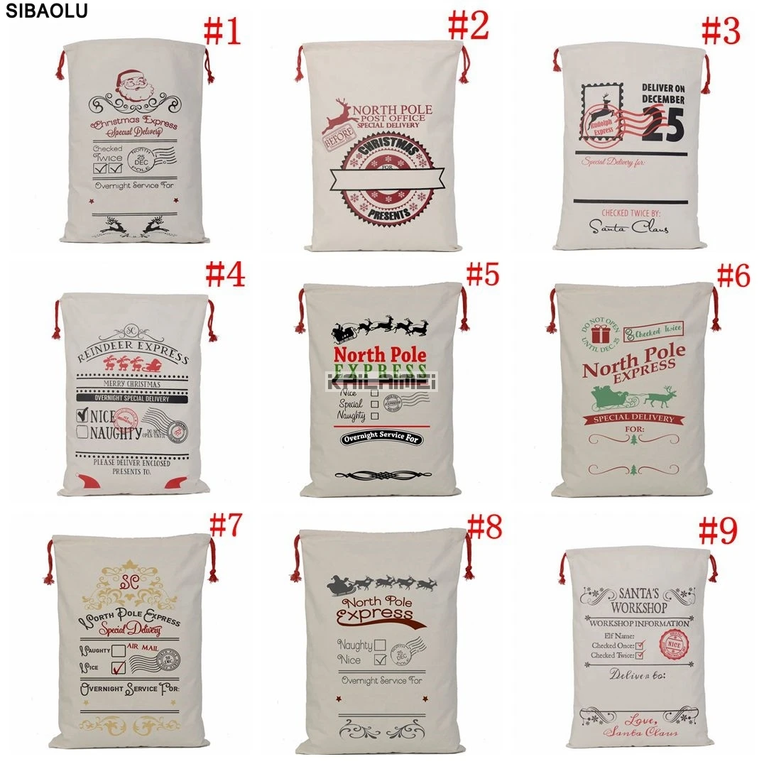 20 штук 21 стиль Рождество холщовый мешок конфет подарок Сумки 50x70 см Санта Клаус