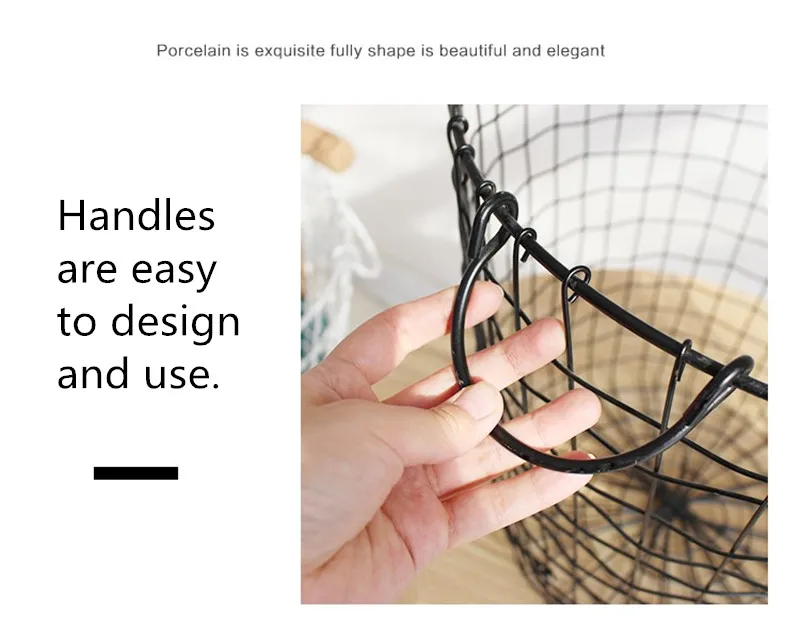 Nordic Metal Grid Storage Baskets Creative Handmade Retro Office Desktop Organizer Portable Handle Decoration Sundries Buckets