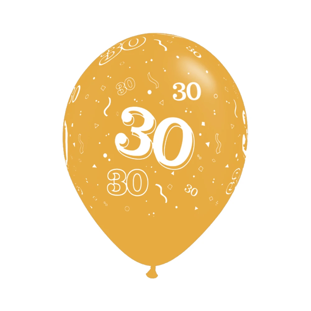 gold 30 10 шт. 12 дюймов золотой серебряный черный 21 30 40th 50th латексные воздушные шары для взрослых День рождения Свадебные украшения юбилейные поставки - Color: gold 30