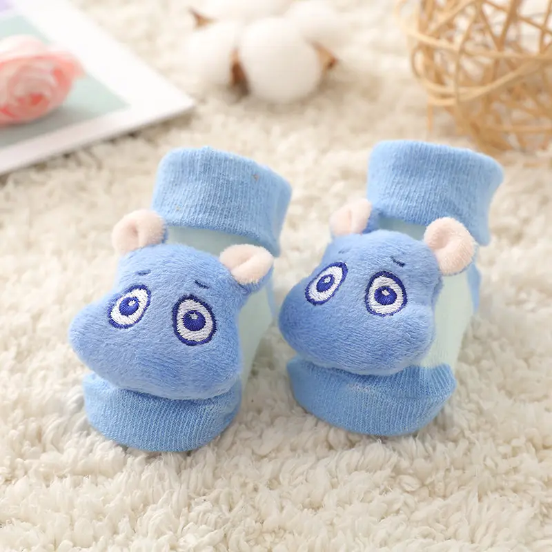 hippopotamus bell Носки для малышей; нескользящие хлопковые носки-тапочки с изображением куклы из мультфильма с колокольчиками; мягкие Милые сапожки для маленьких девочек и мальчиков - Цвет: hippopotamus bell