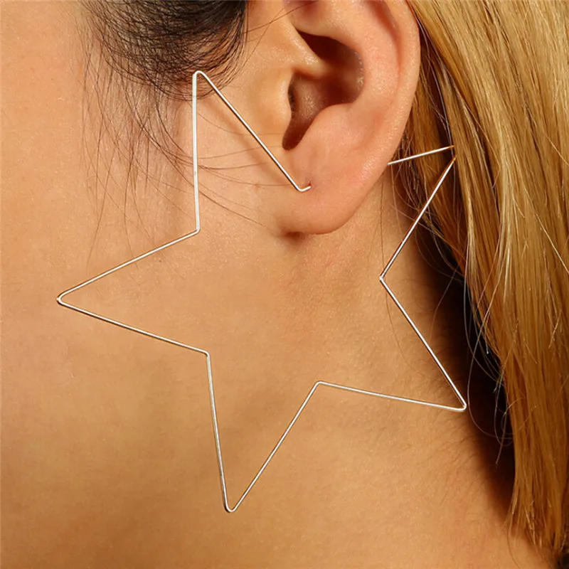 1 пара женские пустые серьги с пятиконечными звездами преувеличенные