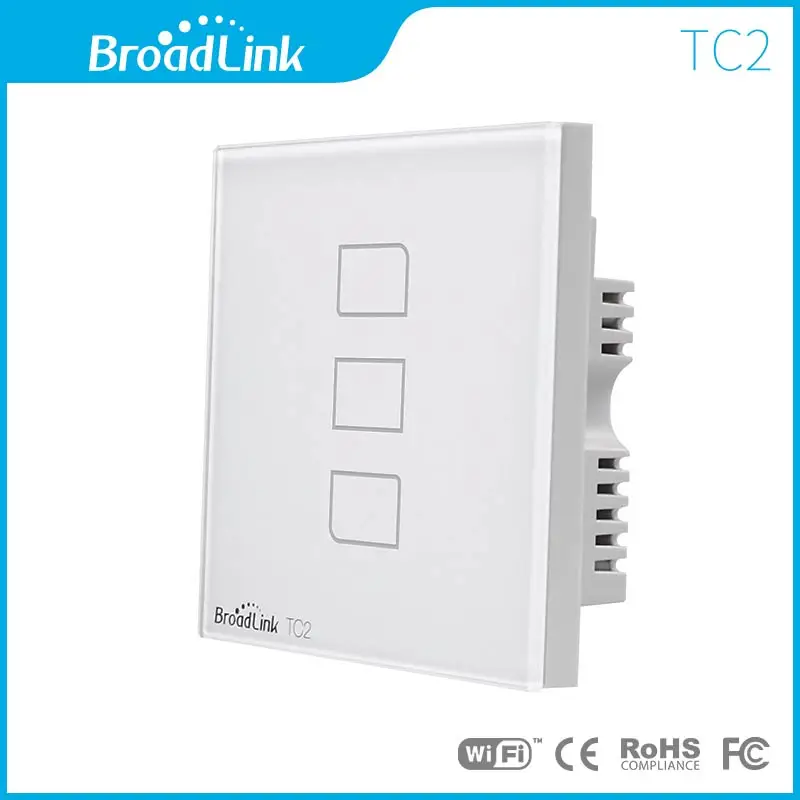 Broadlink TC2 Smart Wi-Fi настенный светильник сенсорный выключатель 1/2/3 сенсорный РФ пульт дистанционного управления "умный дом" настенный сенсорный выключатель работает с Rm Pro - Цвет: 3GANG UK