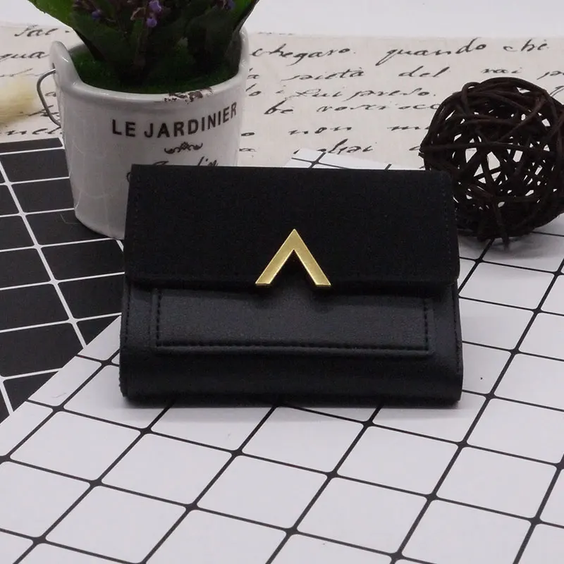 Black Маленький брендовый женский кошелек MINOFIOUS из матовой кожи, Мини женские кошельки из искусственной кожи, короткий кошелек с надписью, мини-кошелек для кредитных карт - Цвет: Black