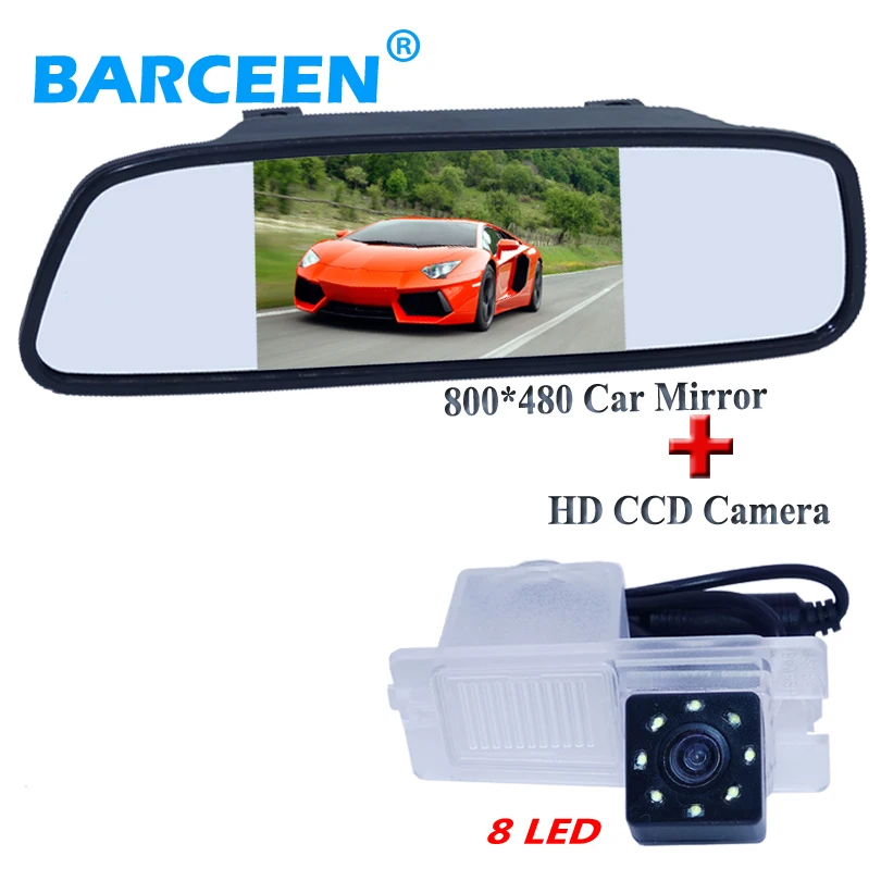 

Камера для парковки Автомобиля SsangYong Actyon Korando Rexton, 8 светодиодов, ночное видение, Широкоэкранный монитор автомобильного зеркала, 5 дюймов, широкий экран