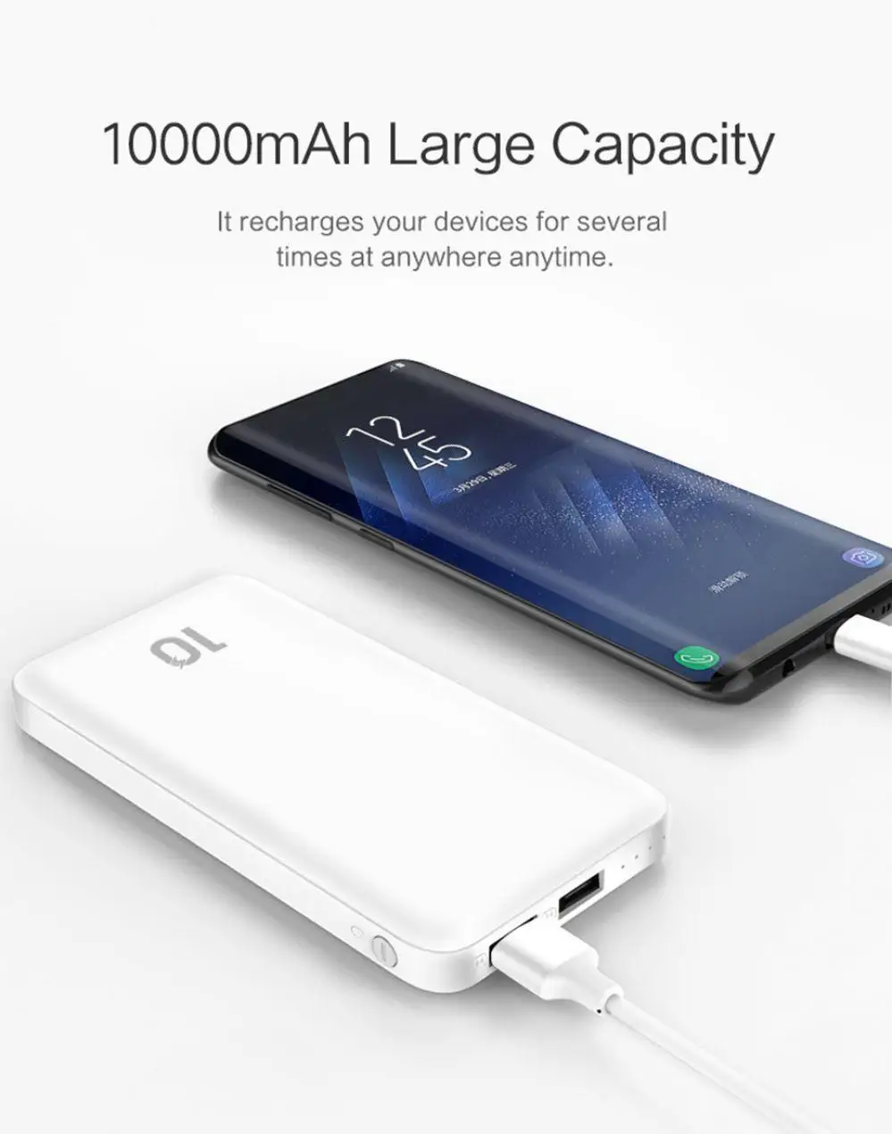 Мощность Bank 10000 mAh банк 2.1A внешний Батарея Портативный мобильного телефона Dual USB