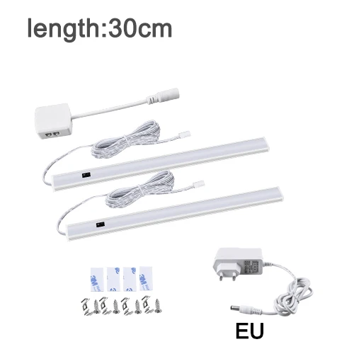 2X30cm EU Adapter EeeToo светильник под шкаф, кухонный ручной волнистый датчик движения, светильник ing DC 12V светодиодный шкаф, светильник s для кухни - Цвет: 2X30cm EU Adapter