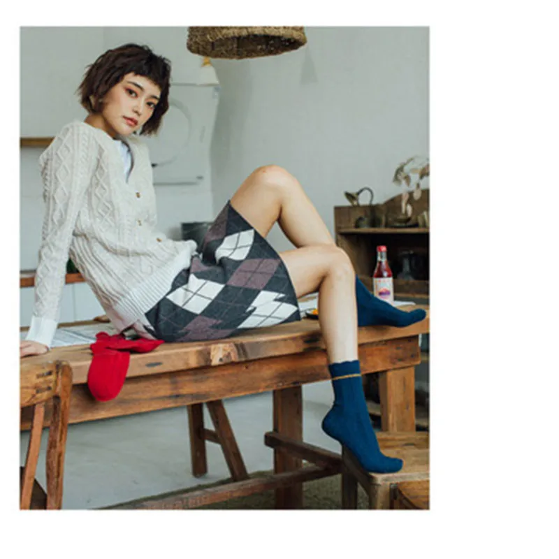 Зимние женские носки [EIOISAPRA] японские Короткие шерстяные кружевные хлопковые до