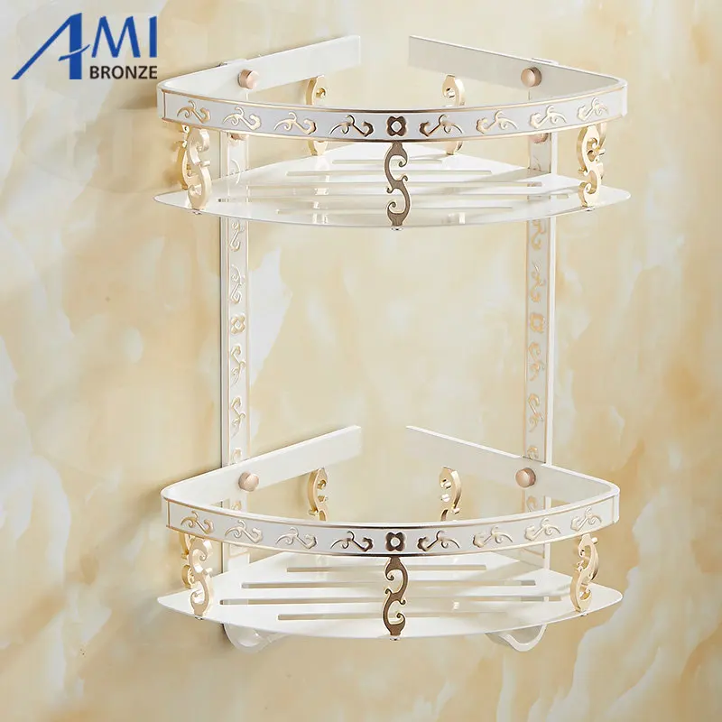 Резная полка из алюминиевого сплава для ванной комнаты настенная корзина ручная